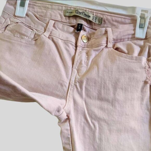 Zara Trafaluc Jeans Women's Size 4 Dusty Rose Slim Fit Cropped Y2K Core Denim - Picture 9 of 16